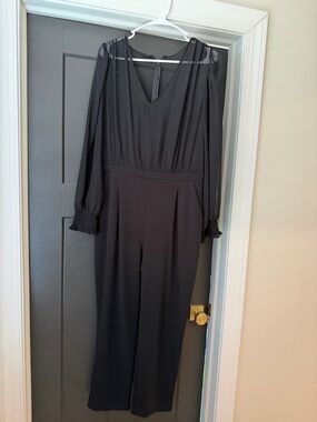 Express Black Long Sleeve V-Neck Jumpsuit